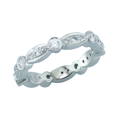 Platinum and diamond shaped wedding ring