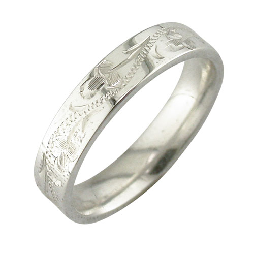 Vine pattern engraved wedding ring