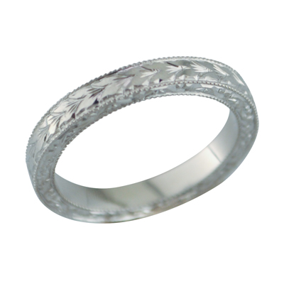 Platinum engraved ring
