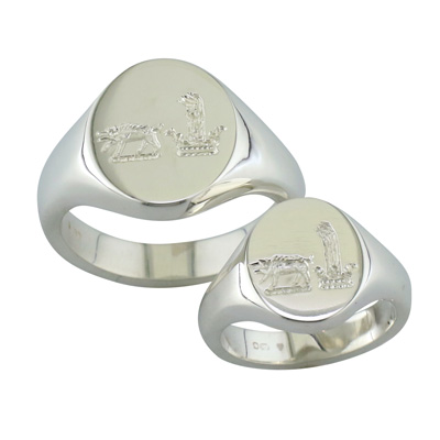 Ladies and gents matching signet ring with seal engraving