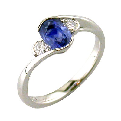 Sapphire and diamond platinum twist style ring