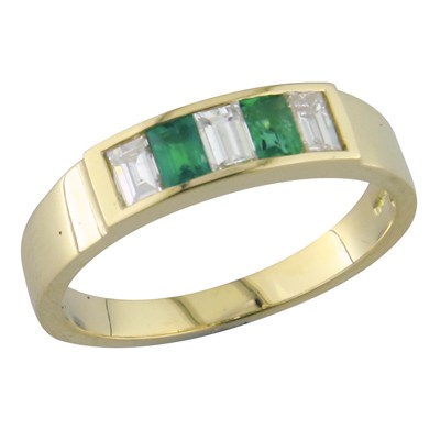 Emerald and diamonds channel set ring