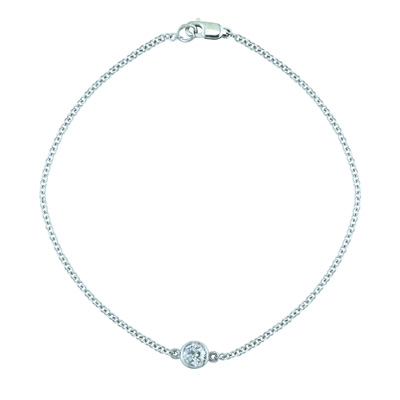 Fine white gold bracelet with diamond mounted in the centre