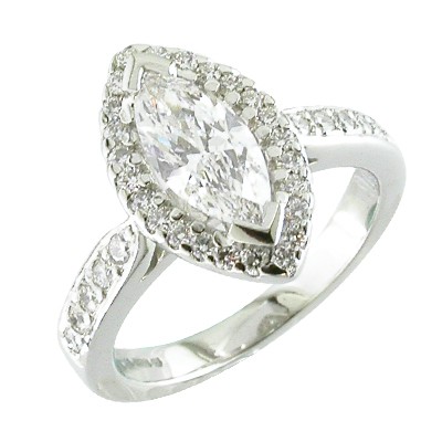 Platinum, marquise shaped diamond cluster ring