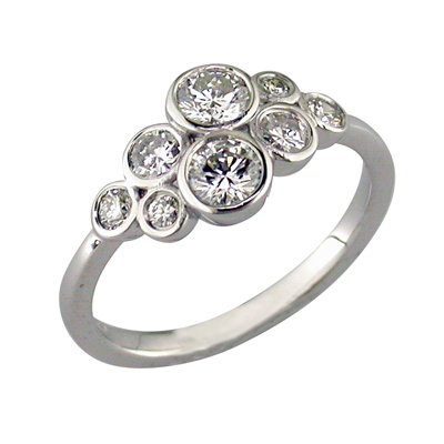 Platinum eight stone bubble style ring