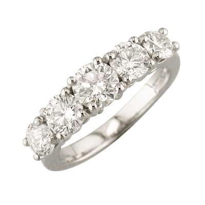 Five stone diamond claw set ring