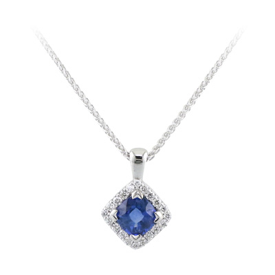 Blue Topaz and pear-shaped diamond pendant