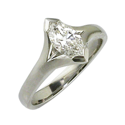 Marquise platinum single stone ring