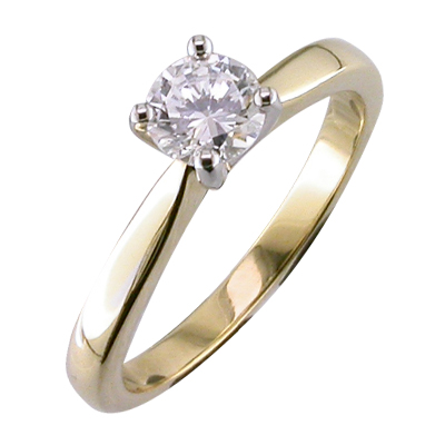 Yellow gold and platinum diamond single stone ring