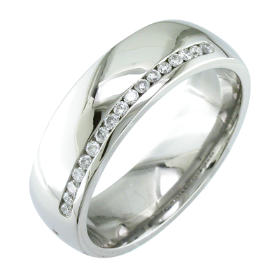 Gent’s band with channel set diamonds set on the one edge