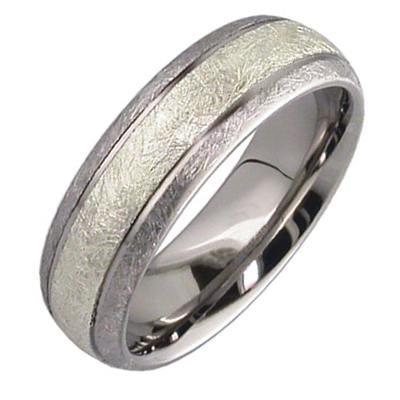 Gent’s 18ct white gold band with 9ct white gold inlay