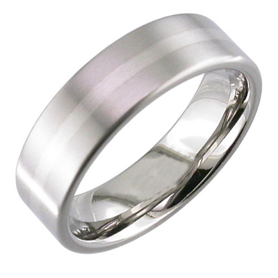Gent’s 18ct white gold band with 9ct white gold inlay