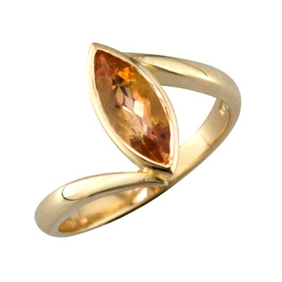 Marquise shaped precious topaz ring set in rose gold