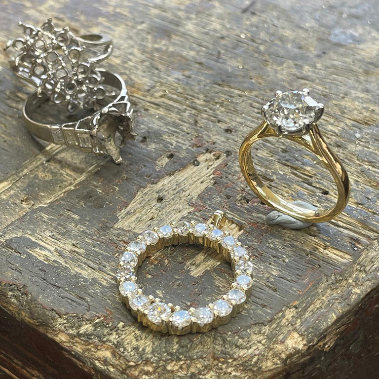 Ring and pendnat made from two old rings
