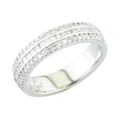 Triple row diamond set band