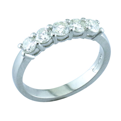 Platinum five stone diamond eternity ring