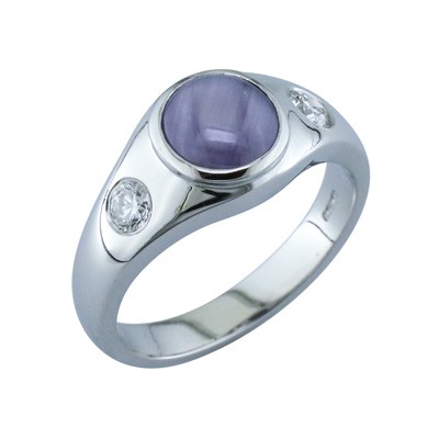 Star Sapphire and Diamond platinum ring