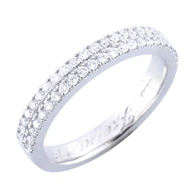 Platinum double row diamond set ring