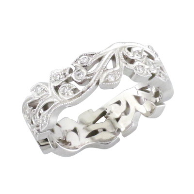 Diamond set vine style band