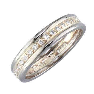 Platinum and gold diamond set band