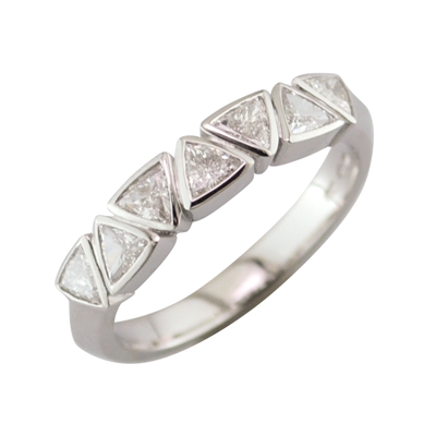 Platinum and diamond trillion cut eternity ring