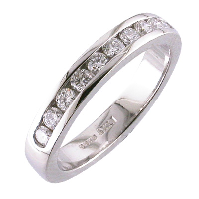 Platinum and diamond channel set ring
