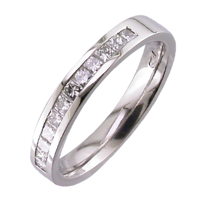 Princess cut channel set wedding ring