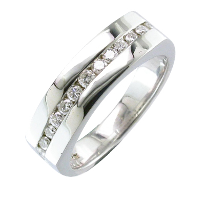 Heavy diamond channel set platinum ring