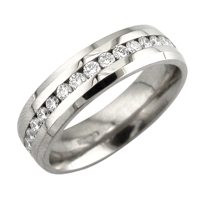 Wide diamond channel set band