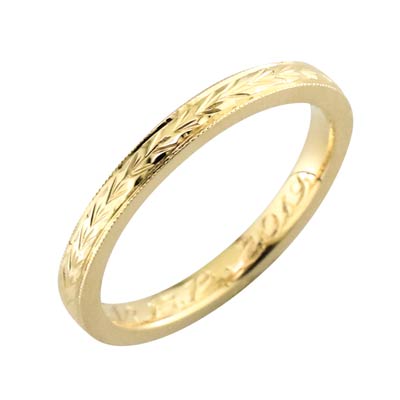 Gold hand engraved ring