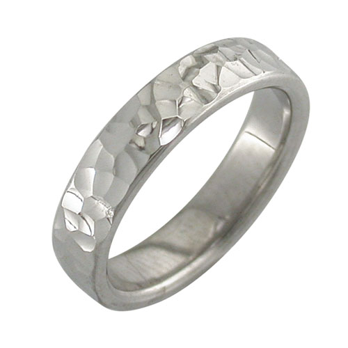 Hammered effect wedding ring