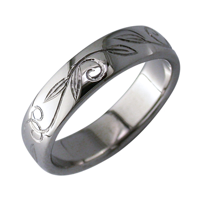 Vine style hand engraved ring