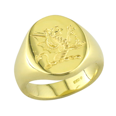 Yellow gold gents signet ring with seal engraving