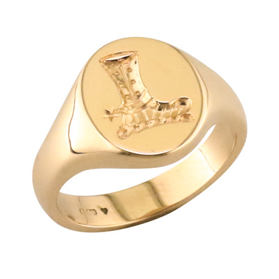 Rose gold signet ring with seal engraved boot