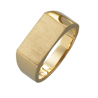 Gold rectangular signet ring