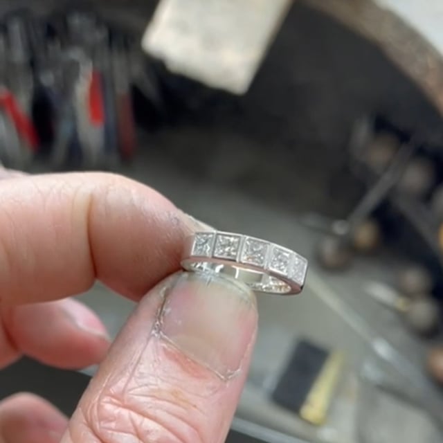 Five stone heavy princess cut diamond ring