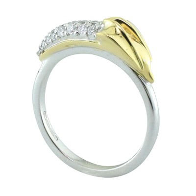 18ct yellow gold and platinum banana style ring