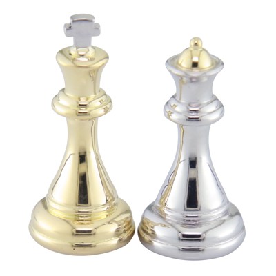 Platinum and gold chess pieces