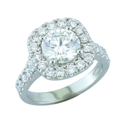 Platinum, diamond halo cluster ring