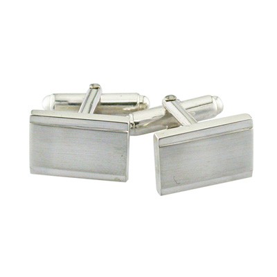 Rectangular cufflinks with matt finish centre