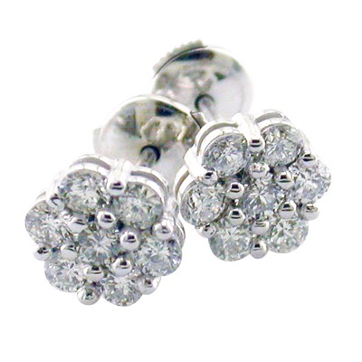 Platinum and diamond cluster earrings