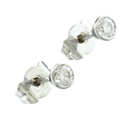 White gold bezel set diamond earrings