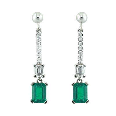 Emerald and diamond drop earrings