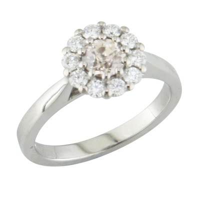 Champagne coloured diamond halo cluster ring