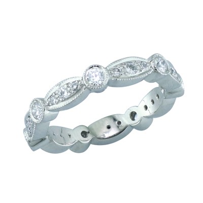 Diamond set pave set platinum  band