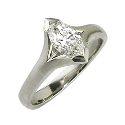 Marquise shaped diamond solitaire ring