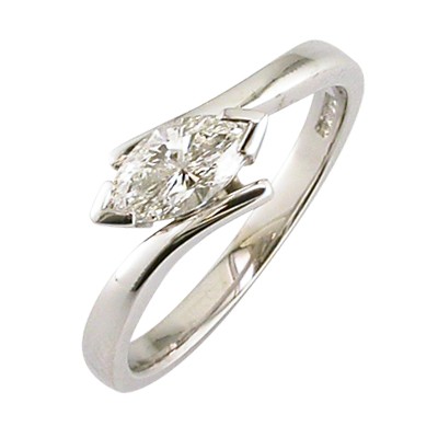 Platinum marquise cut diamond solitaire ring