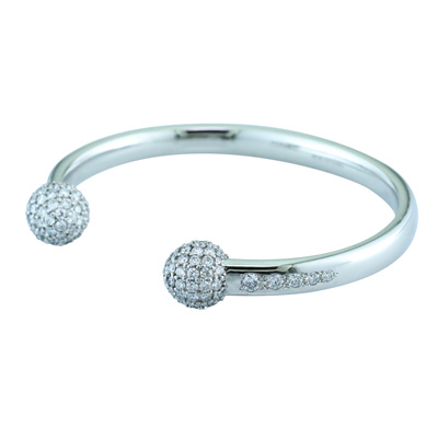 Diamond set white gold bangle