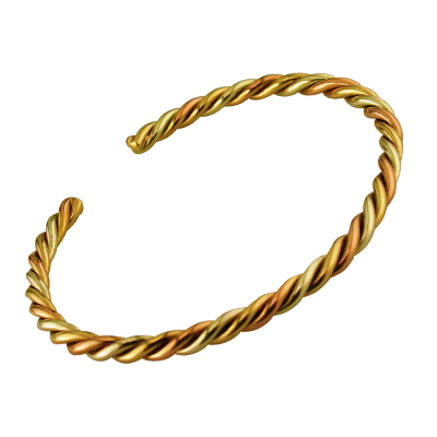 Three coloured gold twist style bangle
