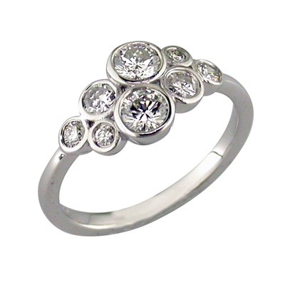 Platinum and diamond bubble ring